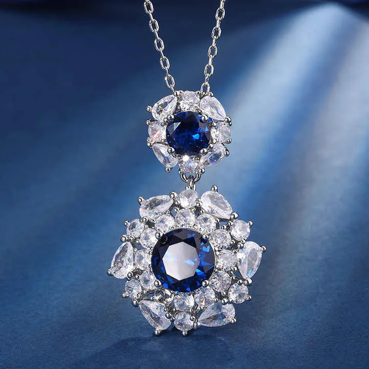 طقم مجوهرات فاخر من الياقوت الأزرق للنساء - Fashion Luxury Sapphire Jewelry Set for Women