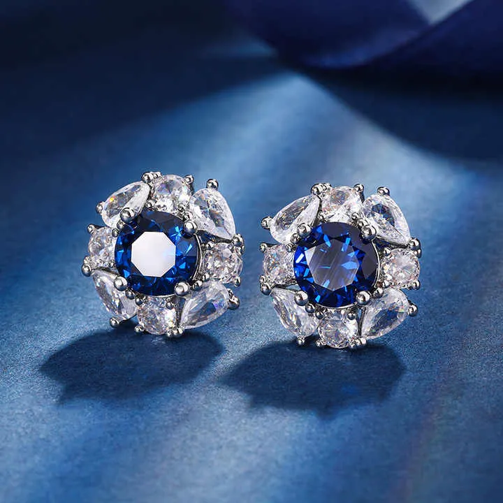 طقم مجوهرات فاخر من الياقوت الأزرق للنساء - Fashion Luxury Sapphire Jewelry Set for Women