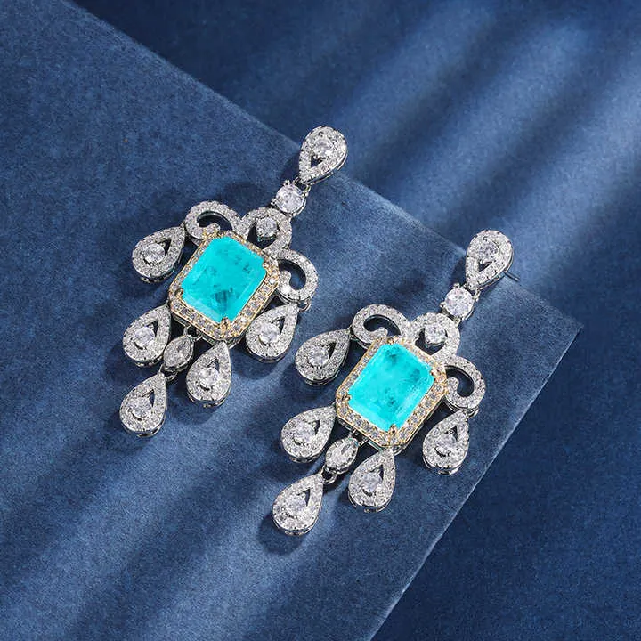 طقم مجوهرات راقية للنساء من بارايبا الأزرق - Vintage Style Female Blue Paraiba