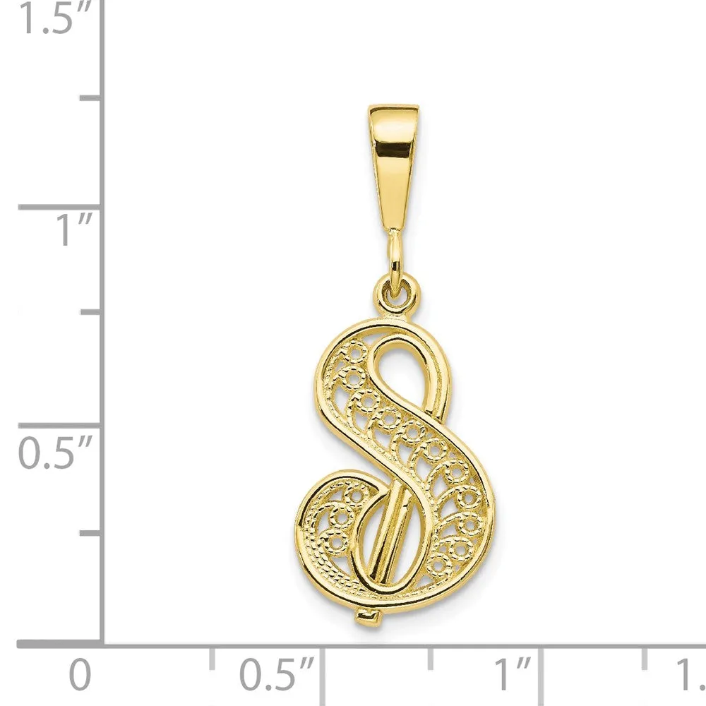 10K Gold Initial S Pendant in Yellow Gold Elegant & Timeless Design