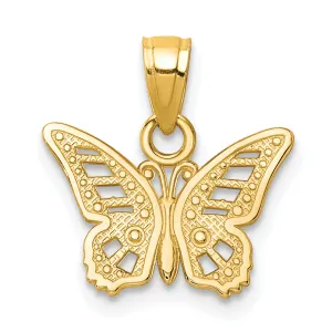 10K Gold Polished Butterfly Charm Solid, Elegant Design