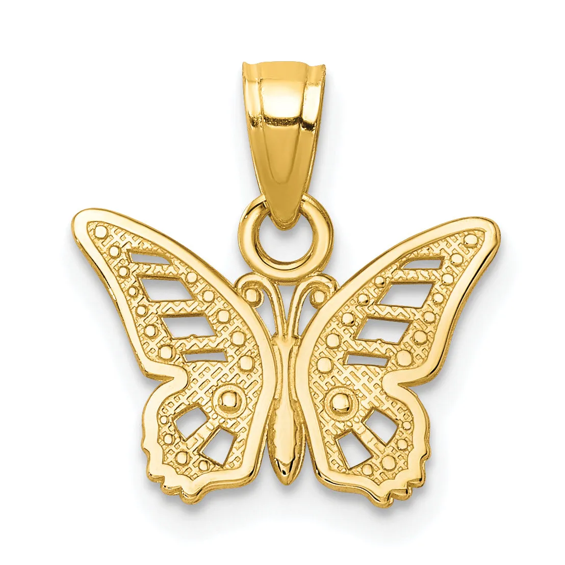 10K Gold Polished Butterfly Charm Solid, Elegant Design