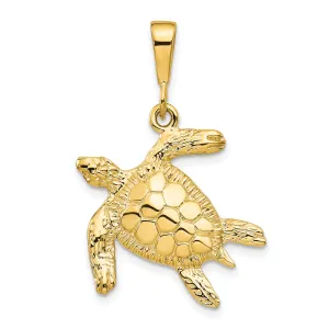 10K Gold Turtle Pendant with Polished Finish Elegant Themed Design