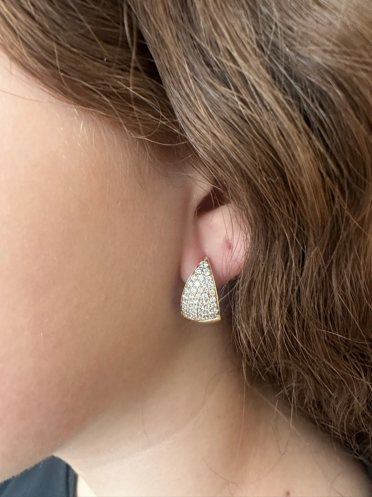 14K Chunky Diamond Huggies