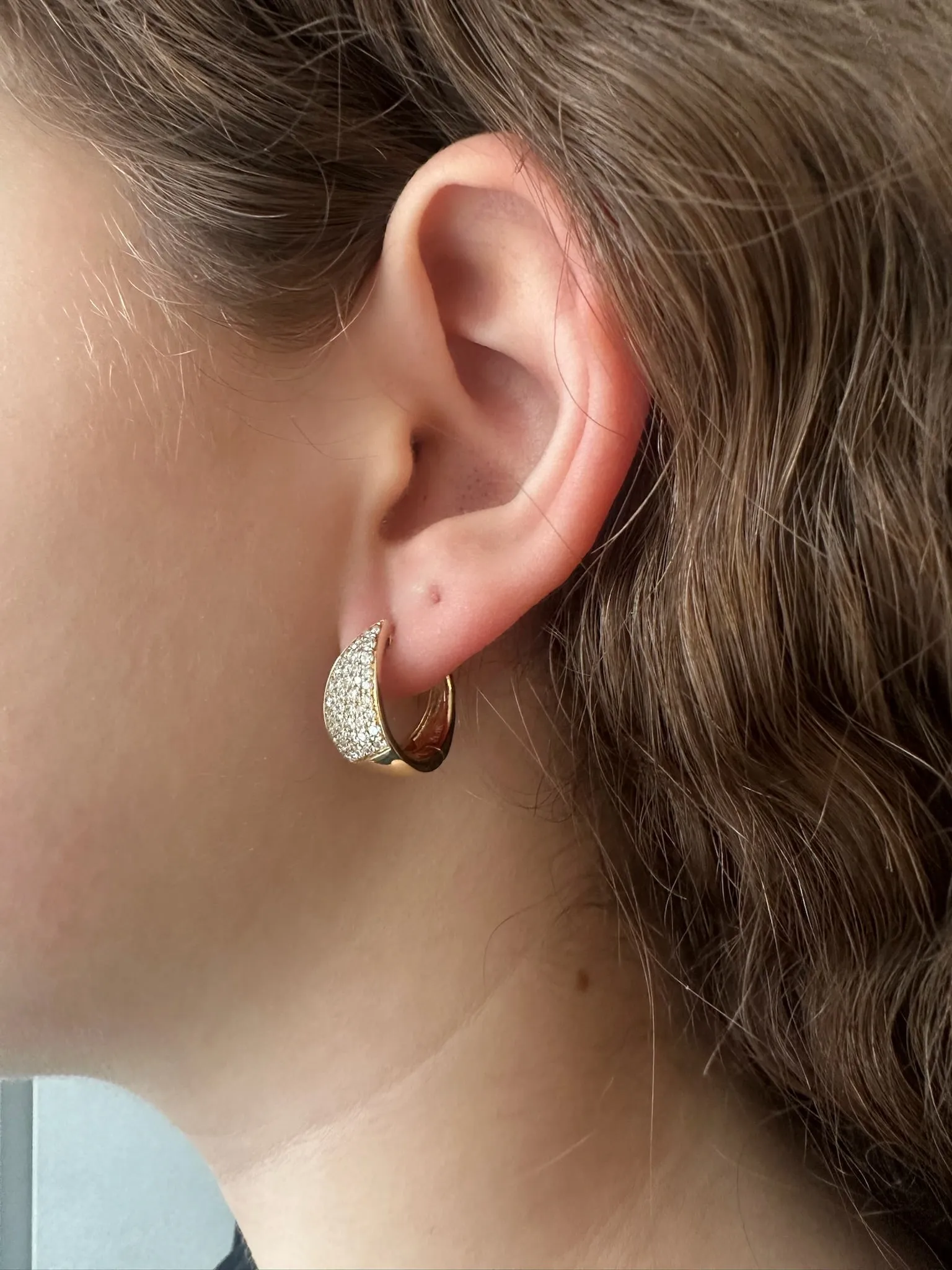 14K Chunky Diamond Huggies
