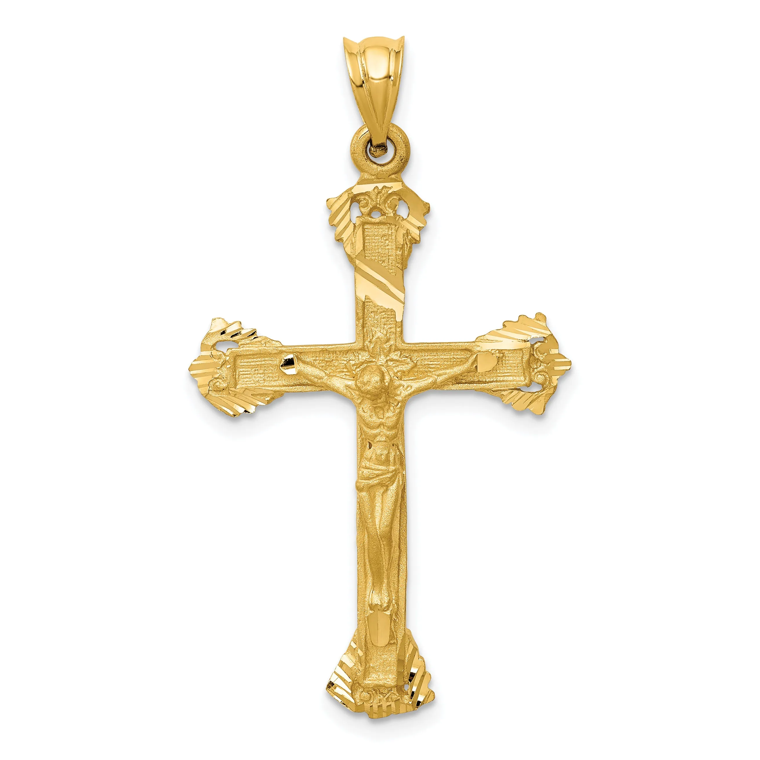 14K Gold Crucifix Pendant Solid Elegant Design by Sophia Jewelers
