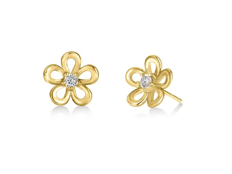 14K GOLD FLOWER STUD EARRINGS