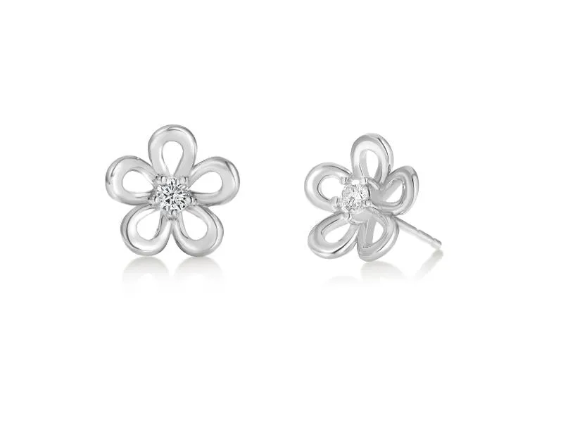 14K GOLD FLOWER STUD EARRINGS