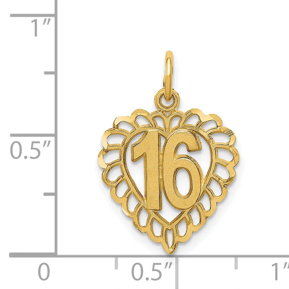 14K Gold Heart Charm with Polished & Brushed Finish