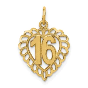 14K Gold Heart Charm with Polished & Brushed Finish