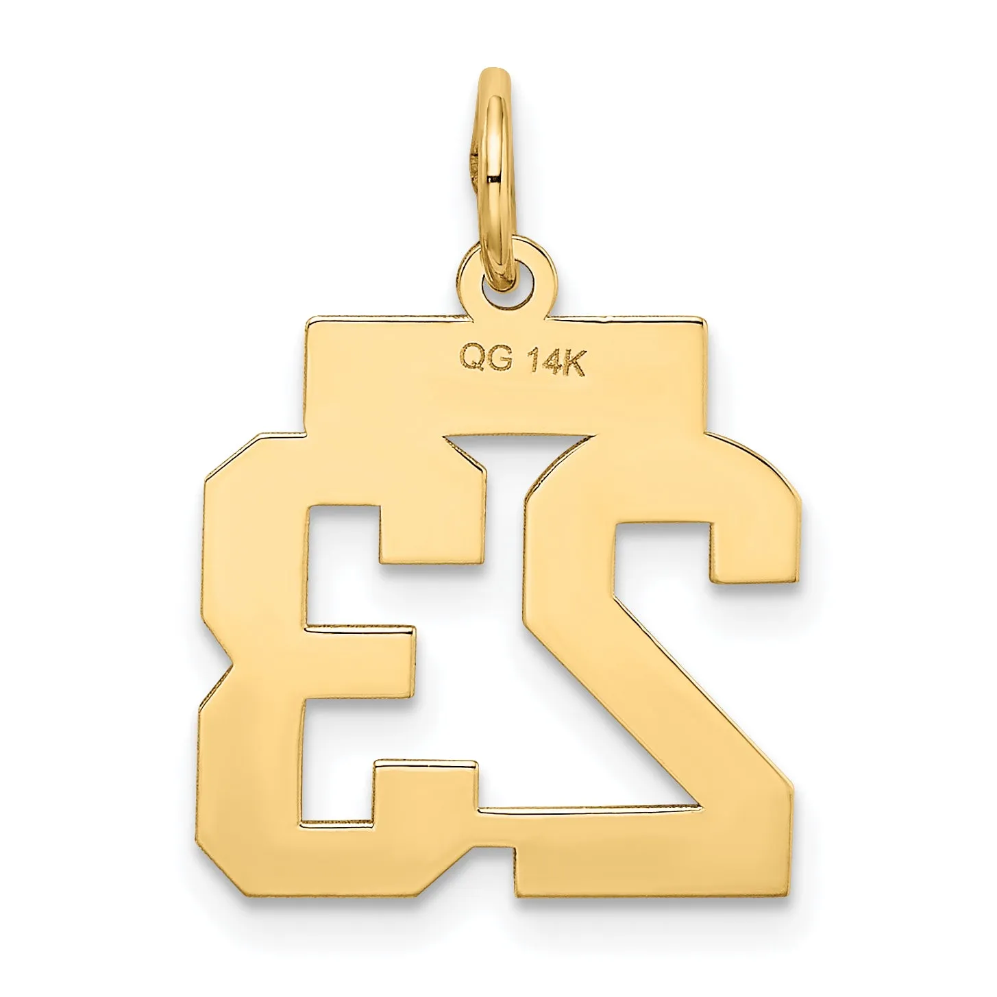 14K Gold Satin Number 23 Charm with Brushed Finish  Small and Elegant