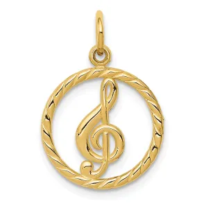 14K Gold Treble Clef Charm with Polished Finish