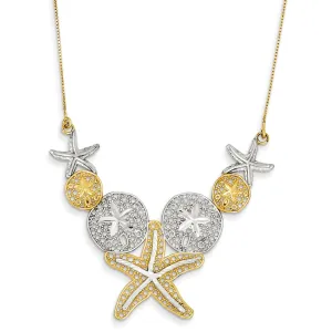 14K Gold Two-Tone Sea Life Necklace with Diamond-Cut Elegance