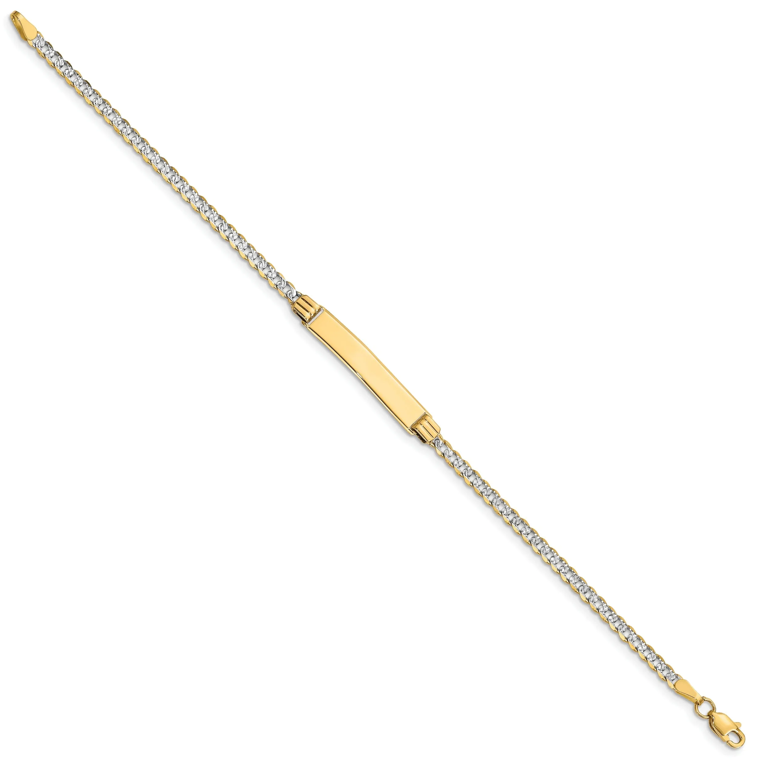14k Two-tone Gold Pave Curb ID Bracelet