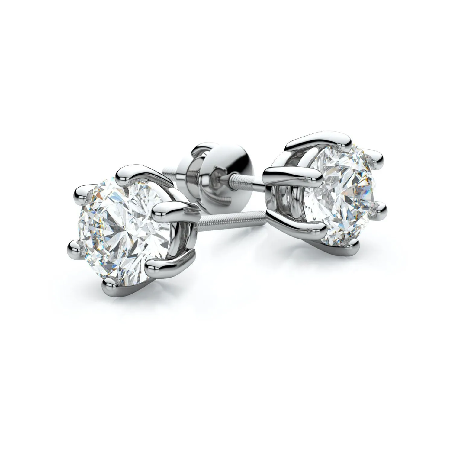 14k White Gold 6-prong Round Brilliant Diamond Stud Earrings (0.25 Ct. T.w., Vs1-vs2 Clarity, H-i Color)