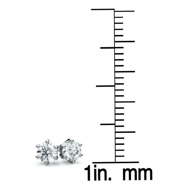 14k White Gold 6-prong Round Brilliant Diamond Stud Earrings (0.25 Ct. T.w., Vs1-vs2 Clarity, H-i Color)