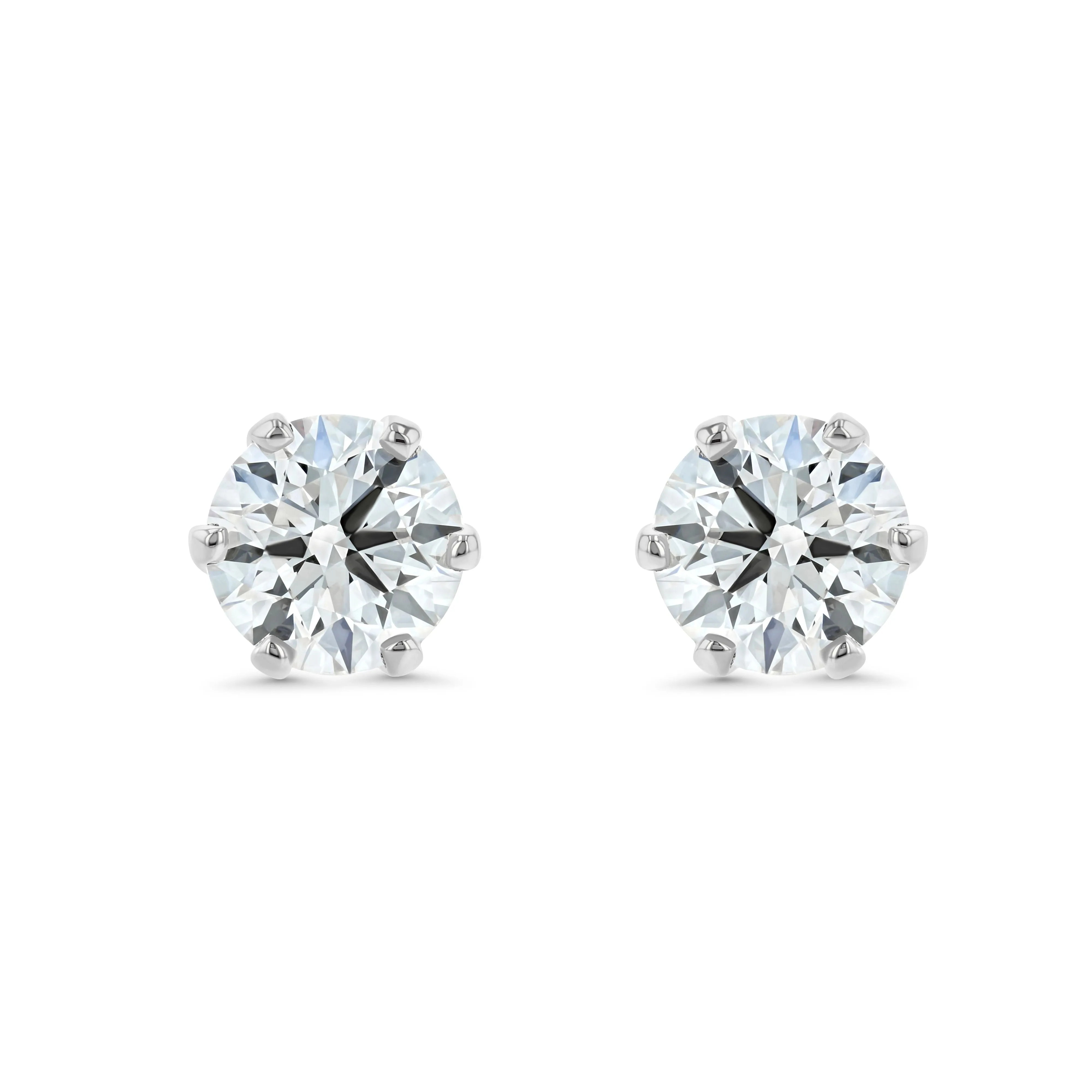 14k White Gold 6-prong Round Brilliant Diamond Stud Earrings (0.52 Ct. T.w., Vs1-vs2 Clarity, F-g Color)