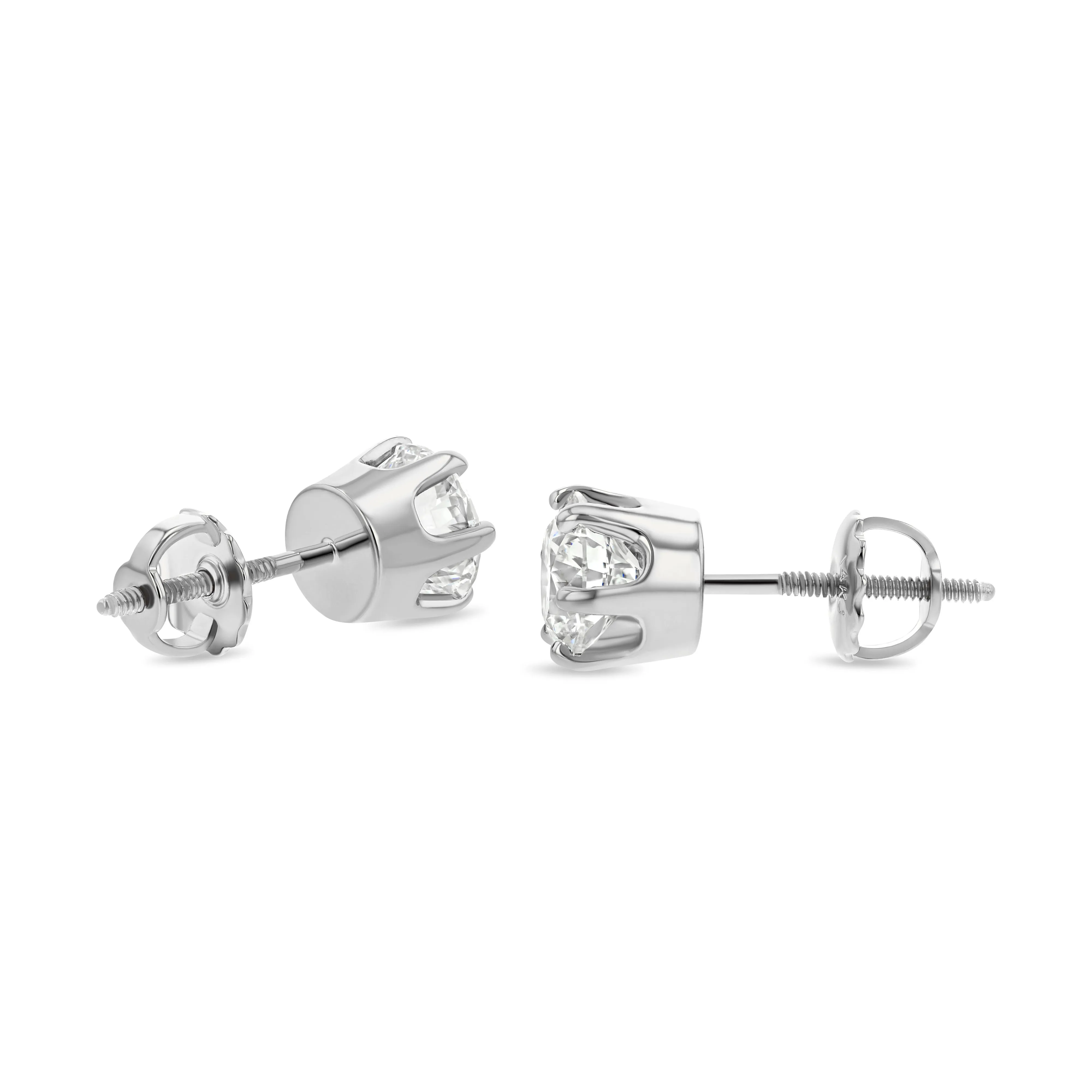 14k White Gold 6-prong Round Brilliant Diamond Stud Earrings (0.52 Ct. T.w., Vs1-vs2 Clarity, F-g Color)