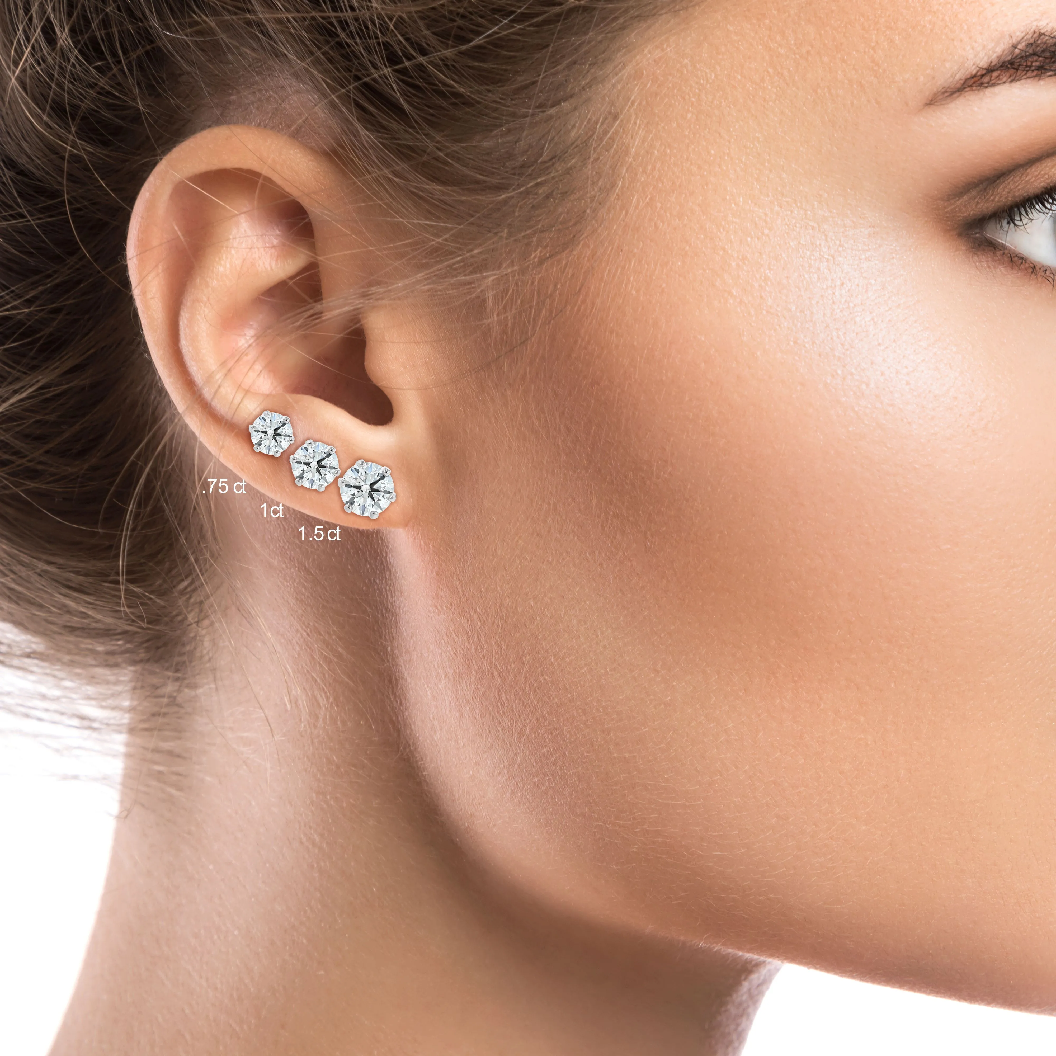 14k White Gold 6-prong Round Brilliant Diamond Stud Earrings (0.52 Ct. T.w., Vs1-vs2 Clarity, F-g Color)