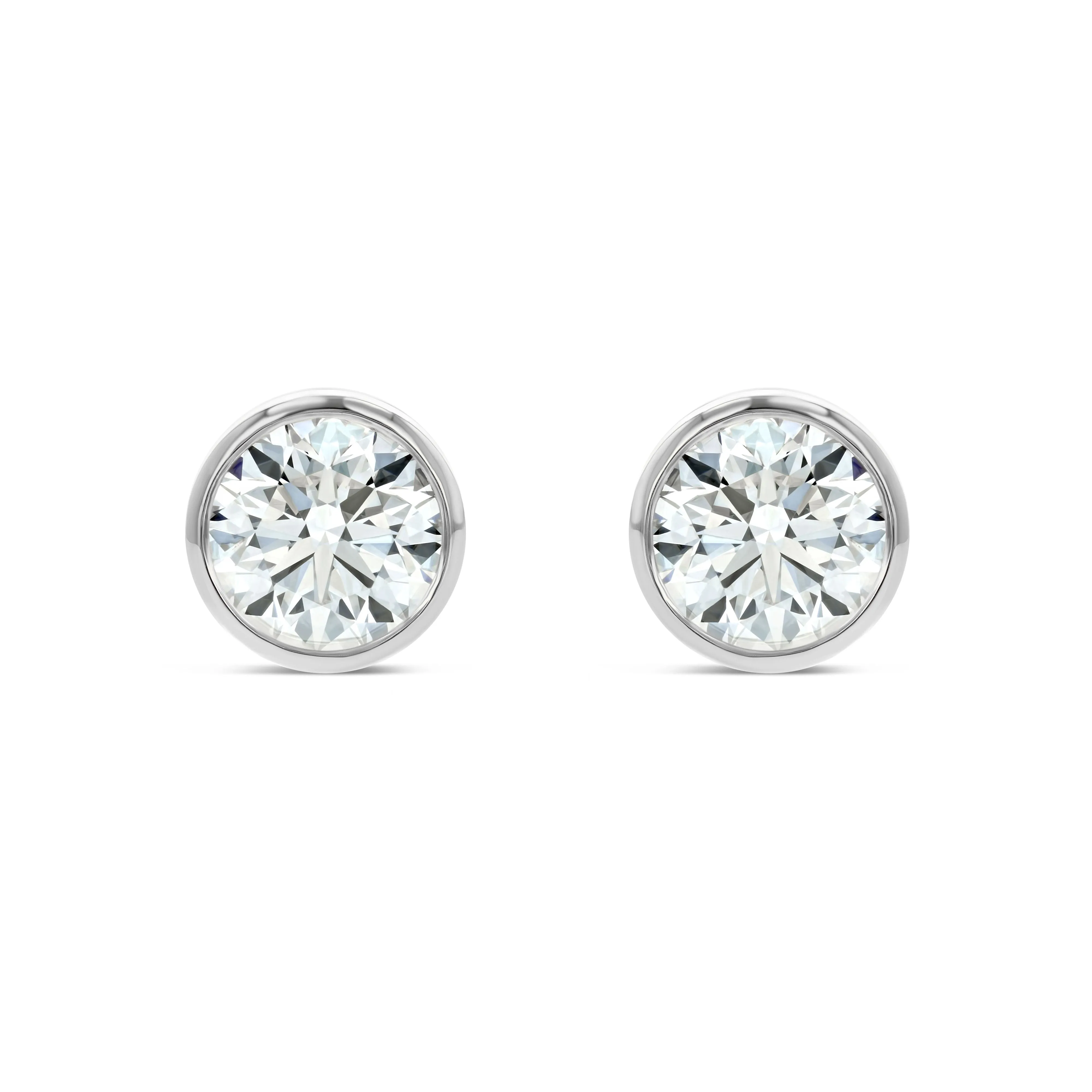 14k White Gold Bezel Set Round Brilliant Diamond Stud Earrings (0.32 Ct. T.w., Si1-si2 Clarity, J-k Color)