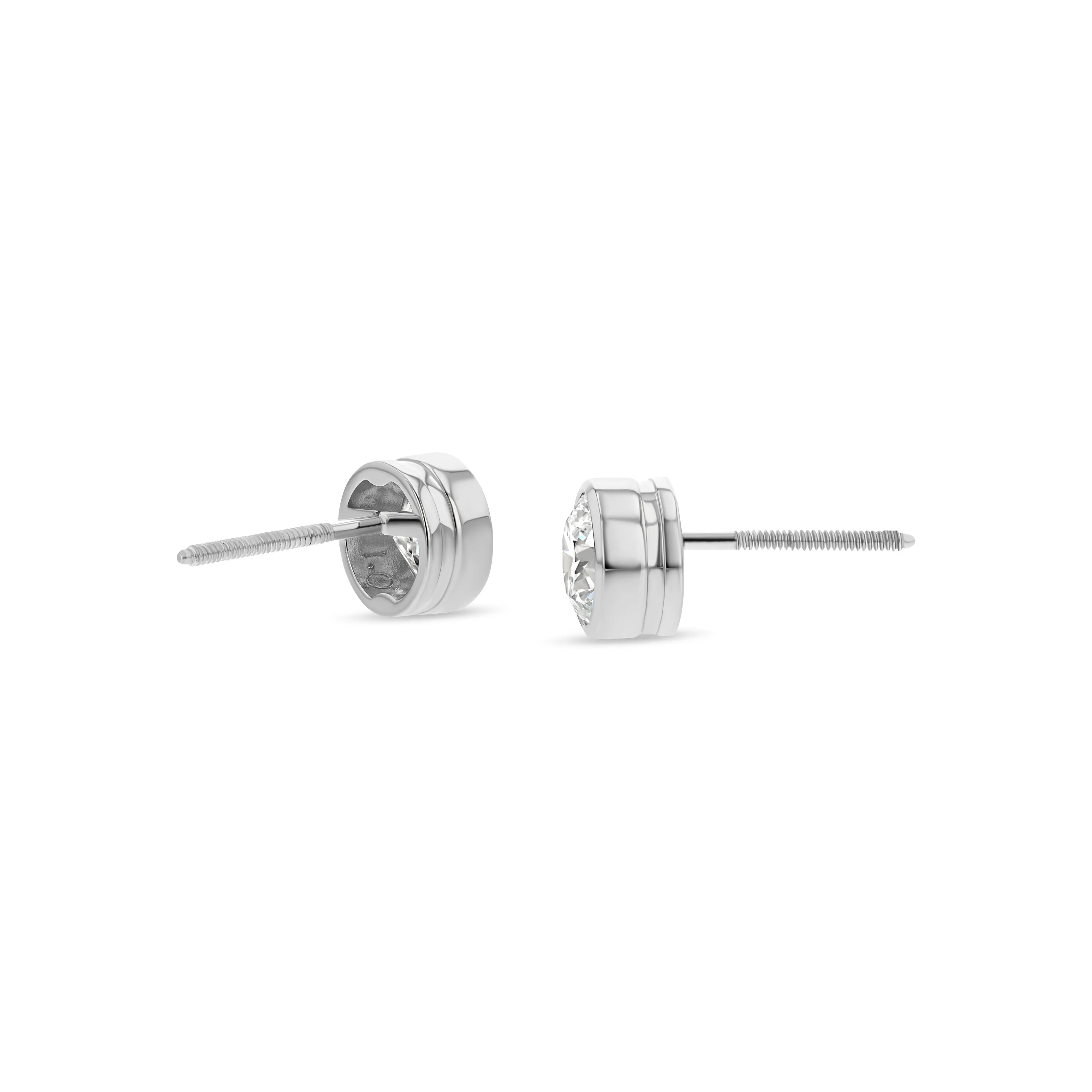14k White Gold Bezel Set Round Brilliant Diamond Stud Earrings (0.32 Ct. T.w., Si1-si2 Clarity, J-k Color)