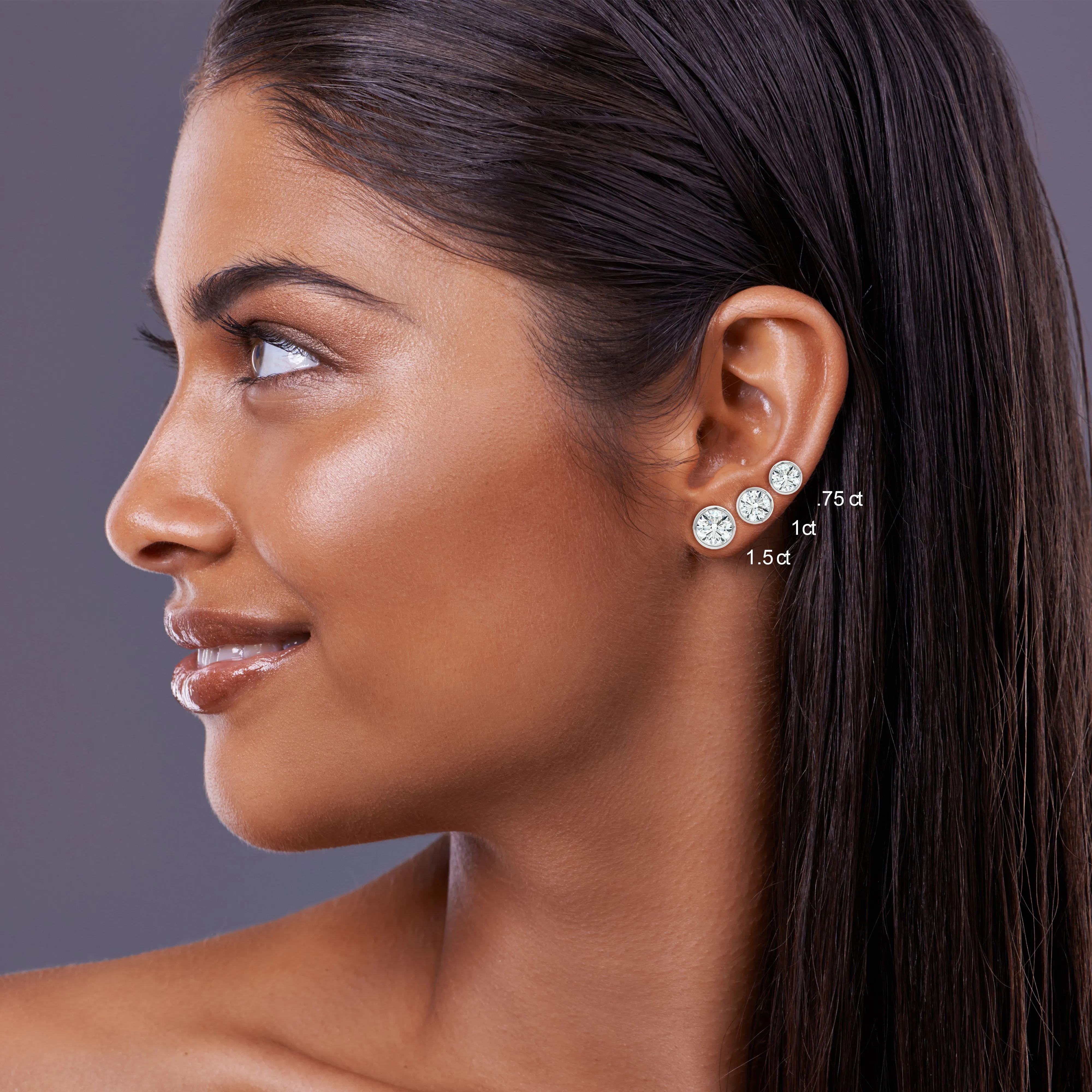 14k White Gold Bezel Set Round Brilliant Diamond Stud Earrings (1.06 Ct. T.w., Vs1-vs2 Clarity, H-i Color)