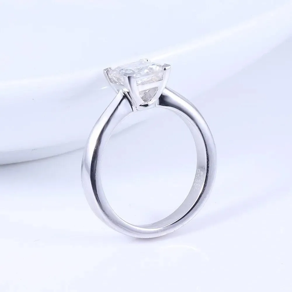 14k White Gold or Silver Princess Cut Moissanite Ring 1.3ct