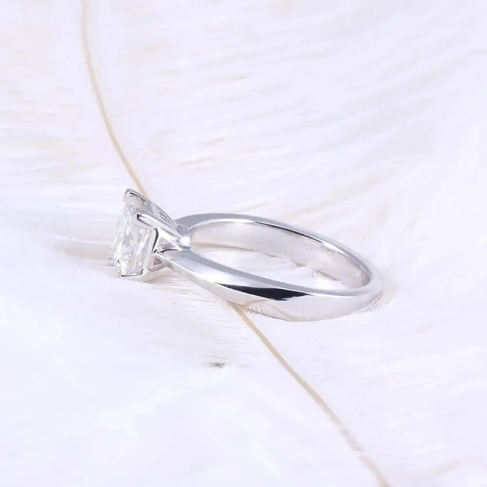 14k White Gold or Silver Princess Cut Moissanite Ring 1.3ct