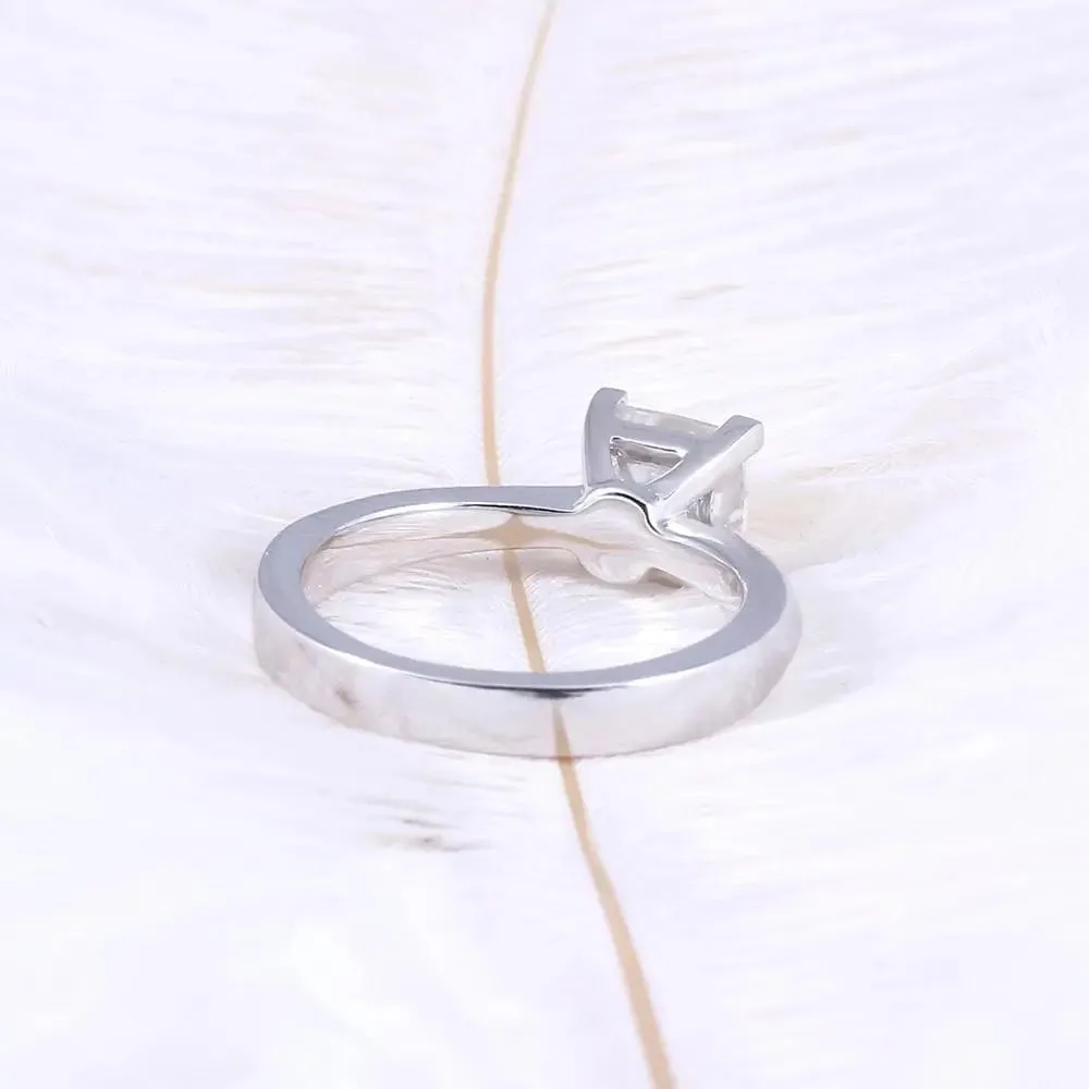 14k White Gold or Silver Princess Cut Moissanite Ring 1.3ct