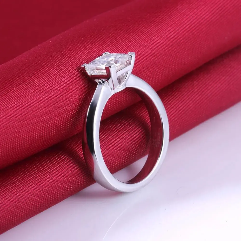 14k White Gold or Silver Princess Cut Moissanite Ring 1.3ct