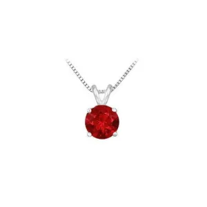 14K White Gold Prong Set Natural Ruby Solitaire Pendant 0.75 CT TGW