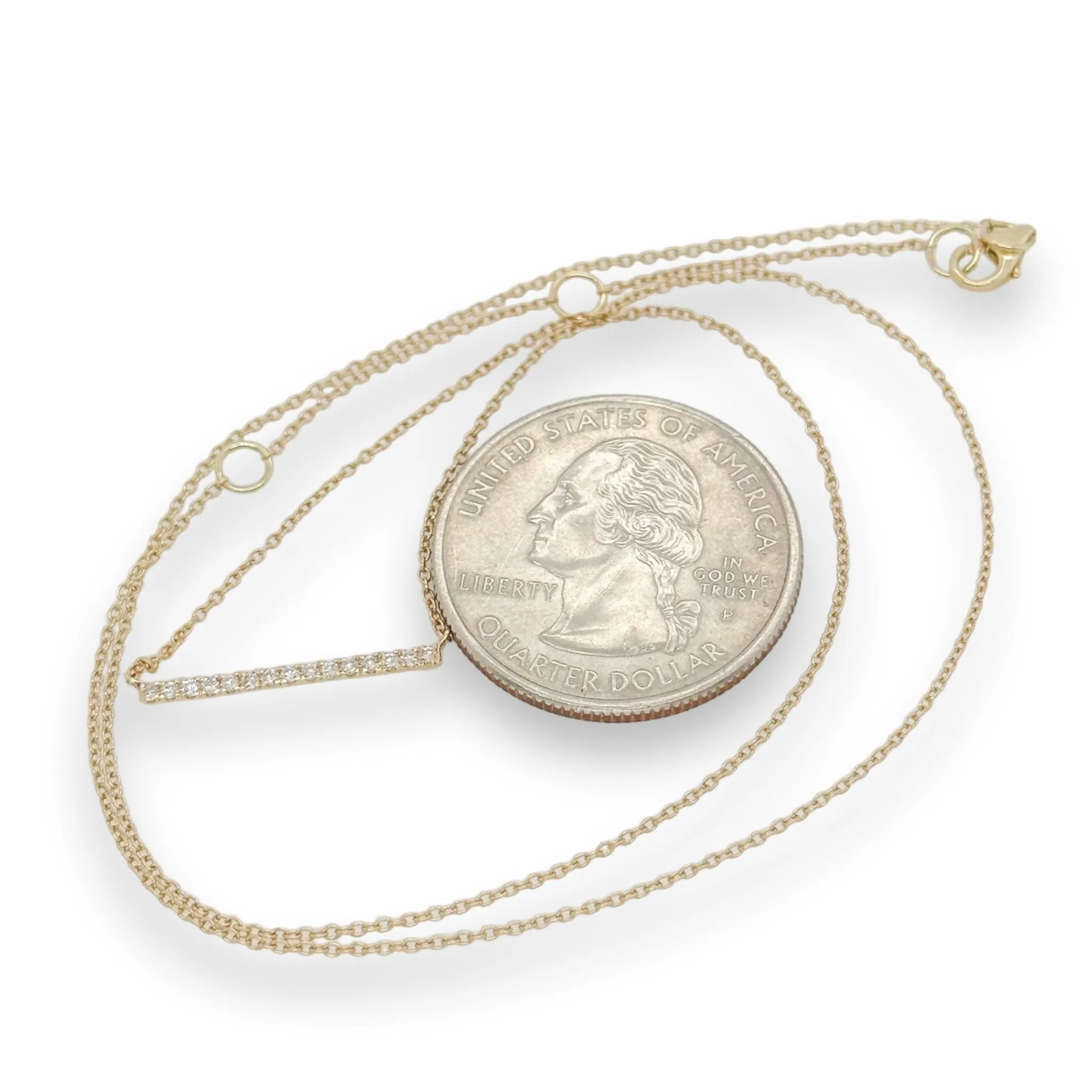 14K Y Gold 0.10ctw Diamond Bar Pendant