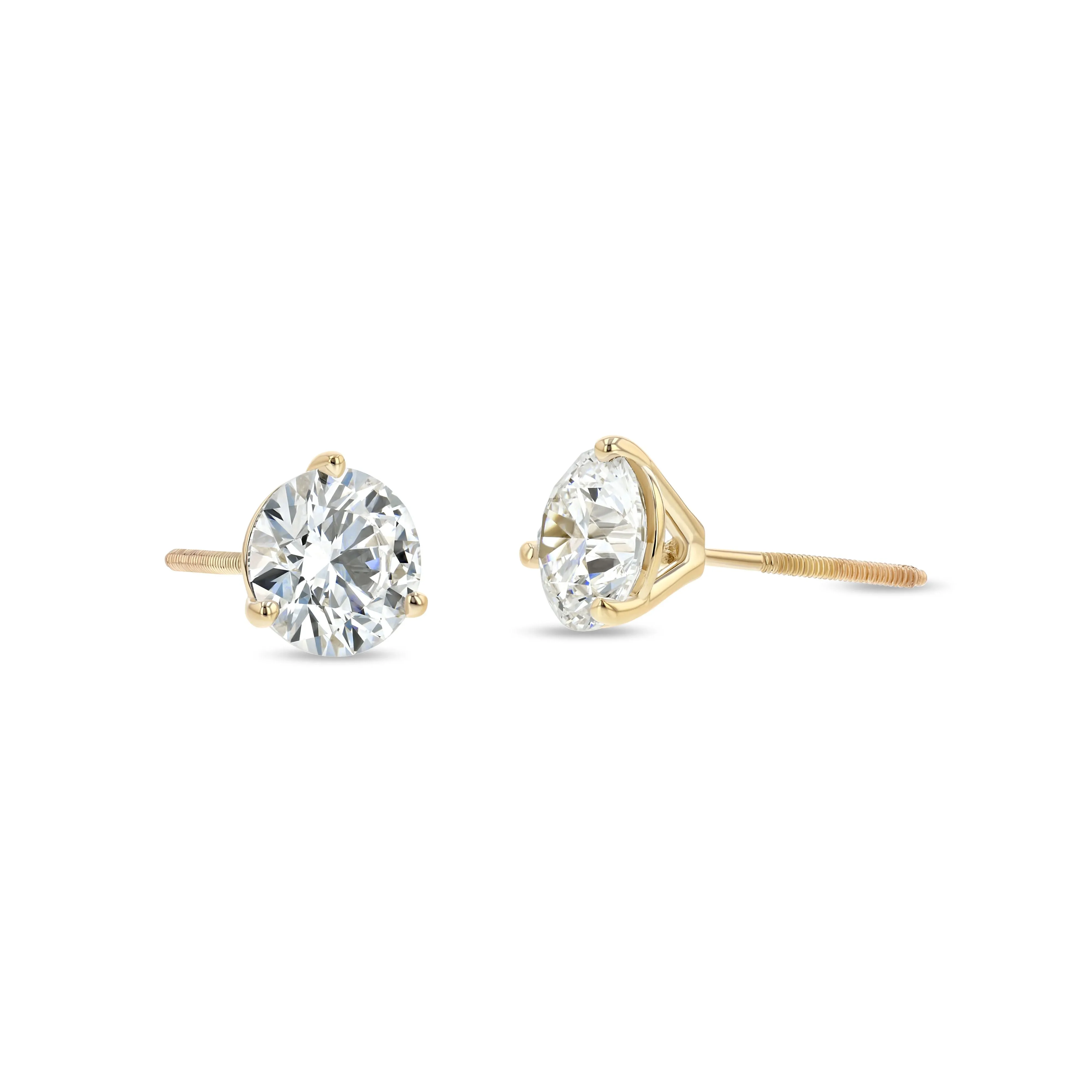 14k Yellow Gold 3-prong Round Brilliant Diamond Stud Earrings (0.22 Ct. T.w., Si1-si2 Clarity, H-i Color)