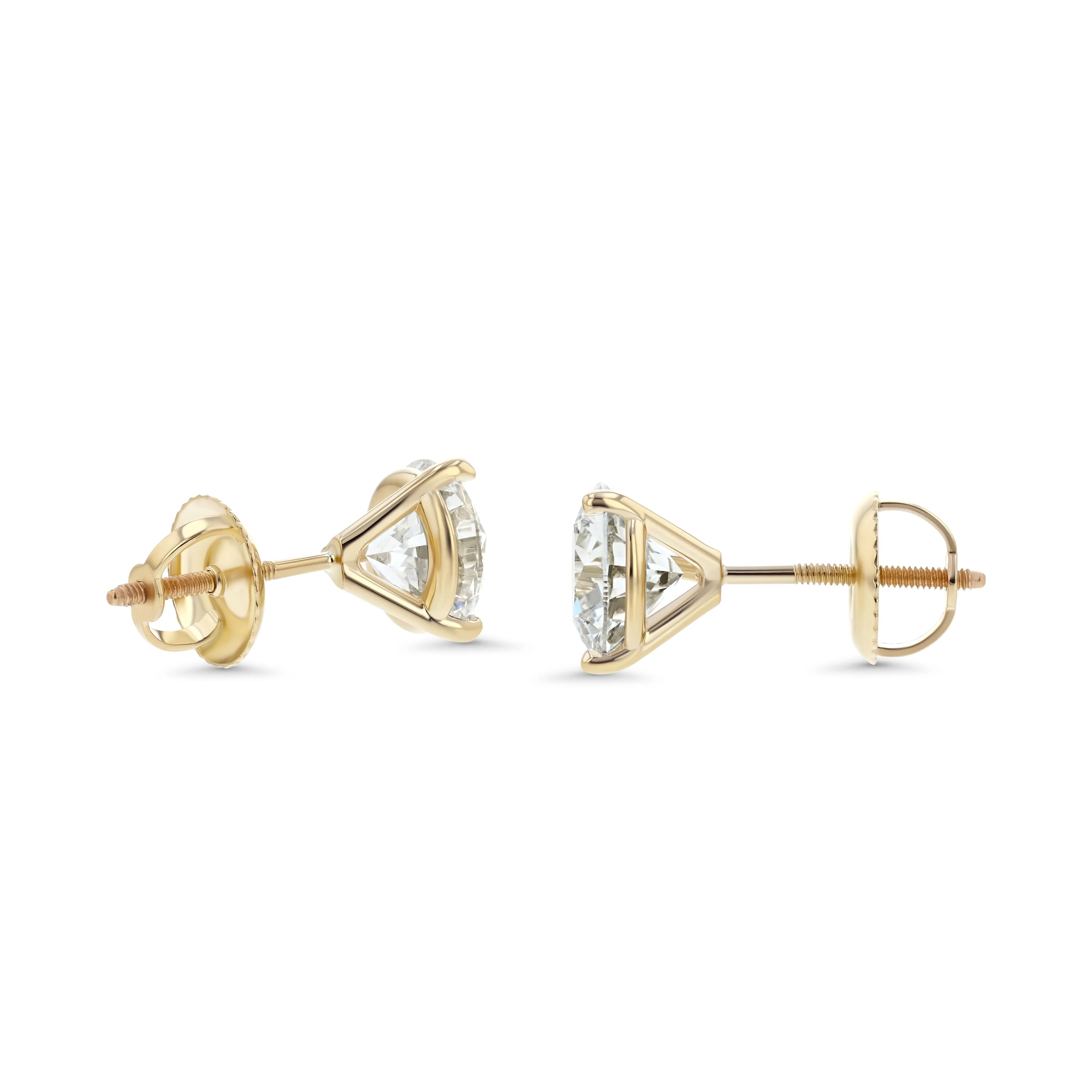 14k Yellow Gold 3-prong Round Brilliant Diamond Stud Earrings (0.22 Ct. T.w., Si1-si2 Clarity, H-i Color)