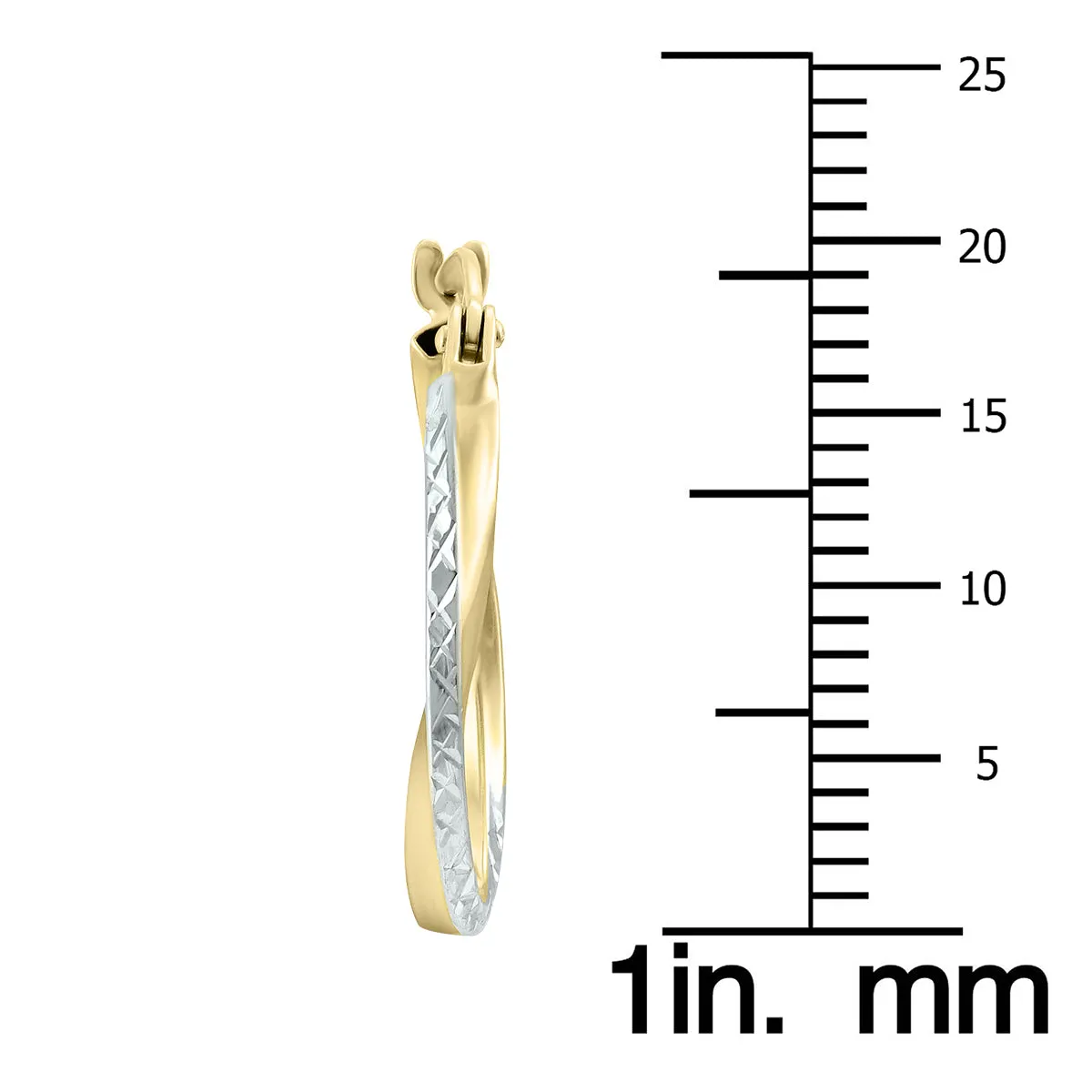 14K Yellow Gold Two Toned Twisted Hoop Earrings