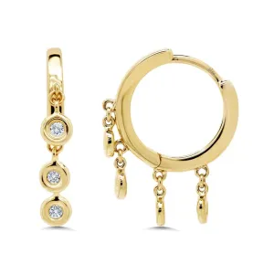 14KT Gold .17 CTW Diamond Shaker Hoop Earrings