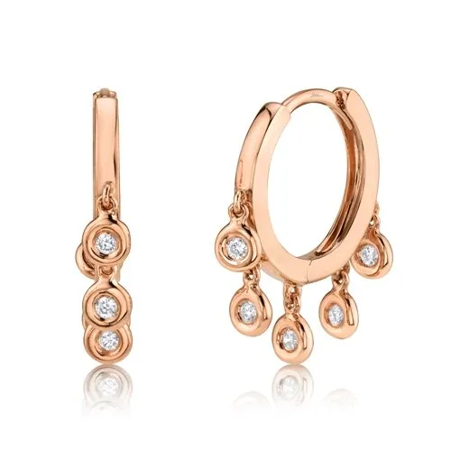 14KT Gold .17 CTW Diamond Shaker Hoop Earrings