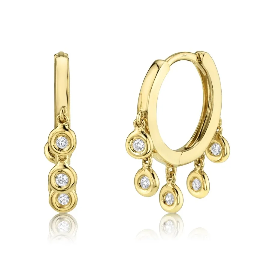 14KT Gold .17 CTW Diamond Shaker Hoop Earrings