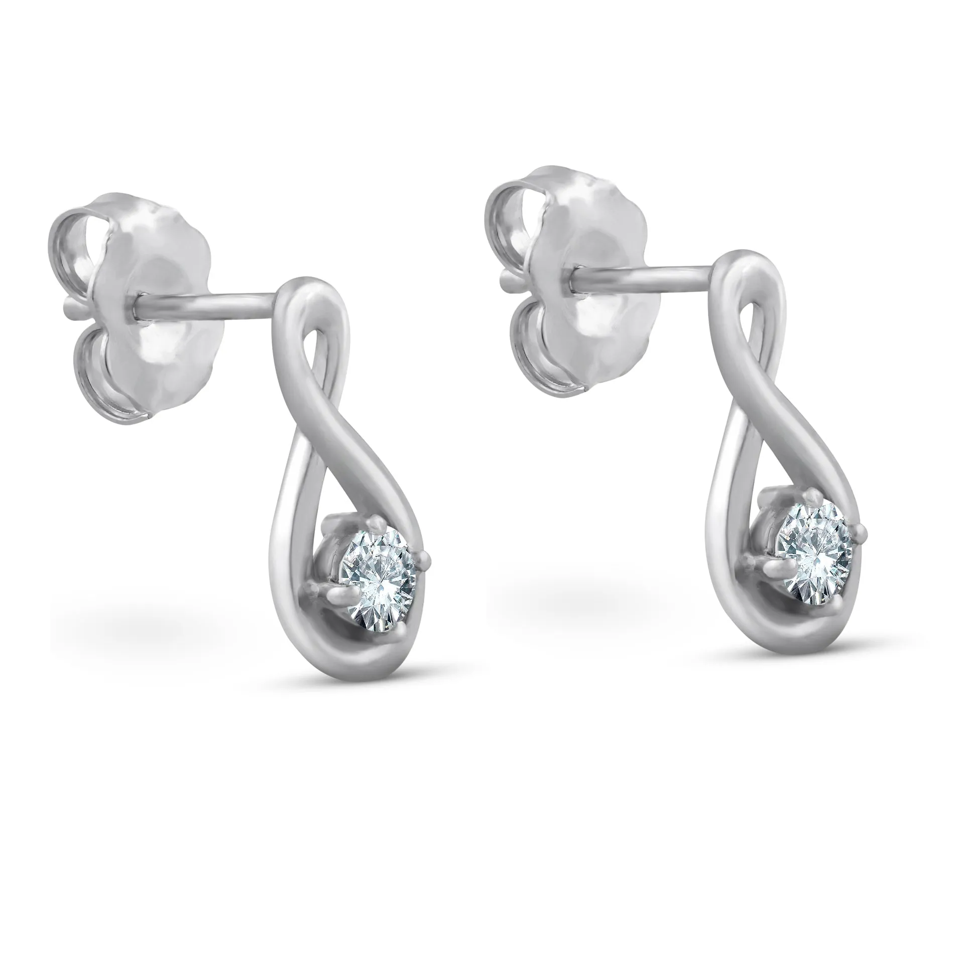 1/5ct Diamond Knot Studs Petite 14k White Gold