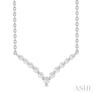 1/8 ctw Petite Chevron Round Cut Diamond Pendant With Chain in Sterling Silver