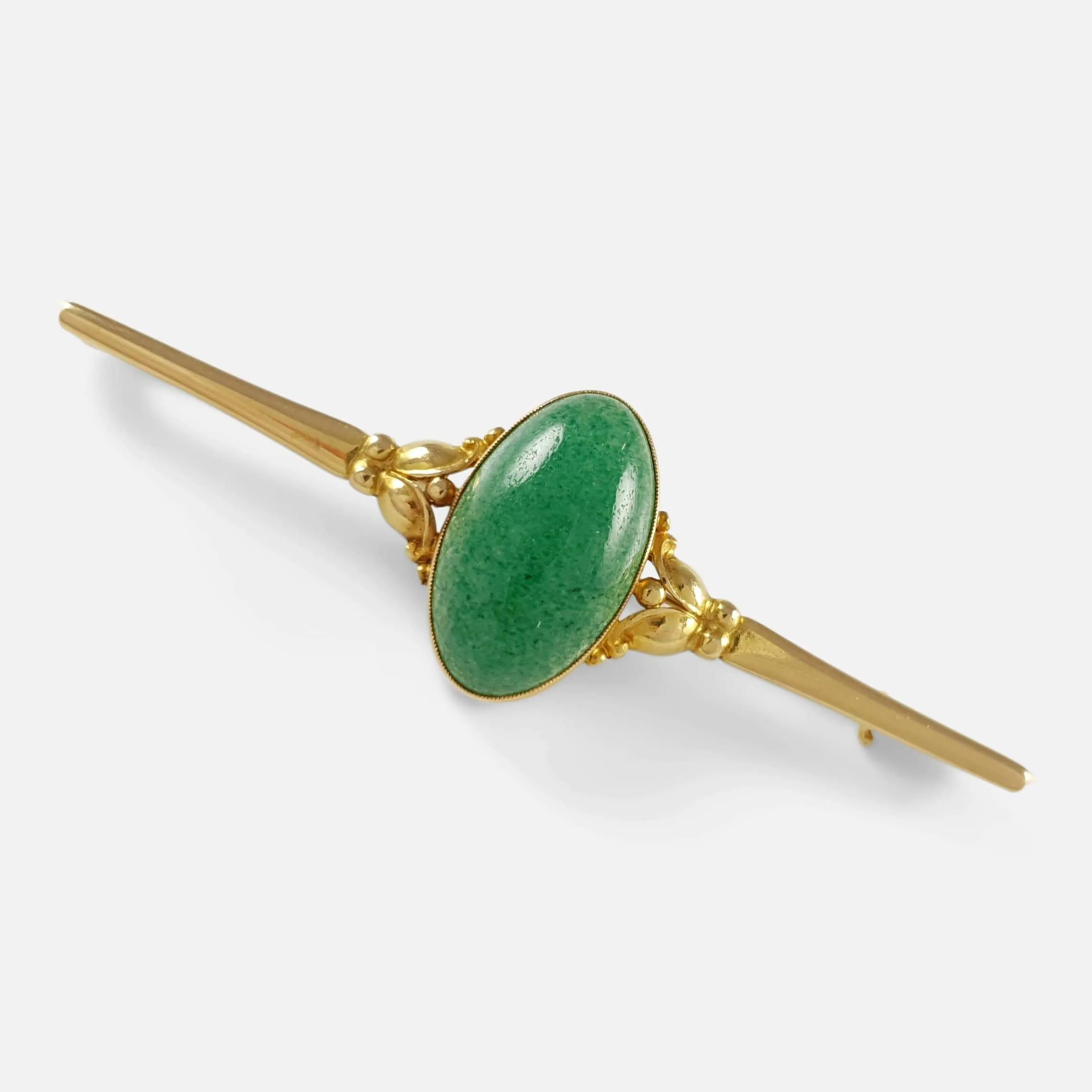 18ct Gold Aventurine Brooch - Evald Nielsen - c1920s