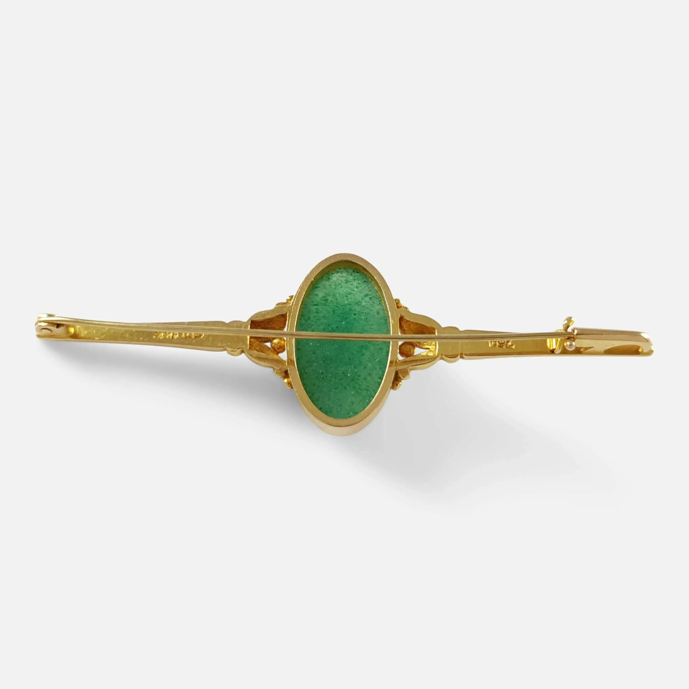 18ct Gold Aventurine Brooch - Evald Nielsen - c1920s