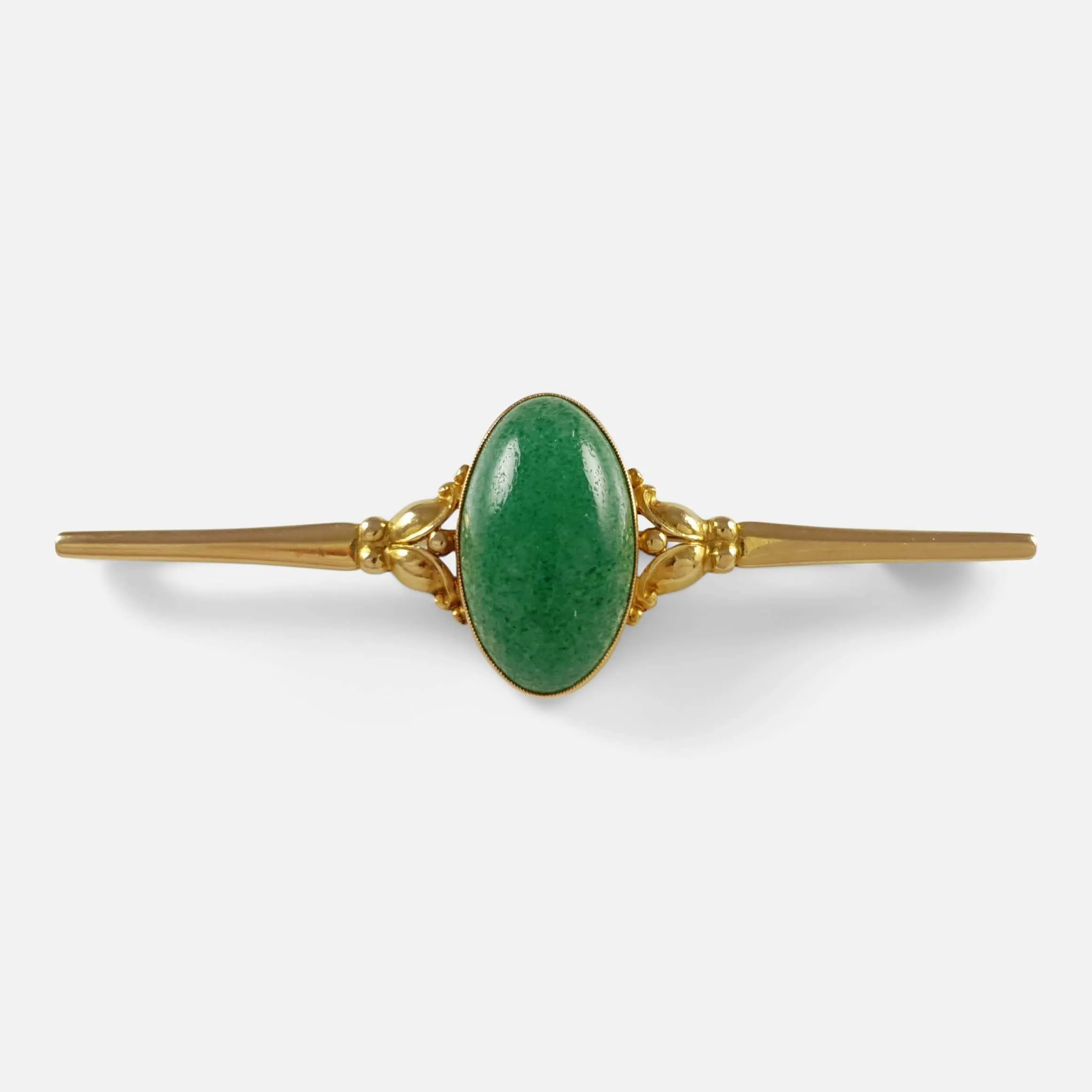 18ct Gold Aventurine Brooch - Evald Nielsen - c1920s
