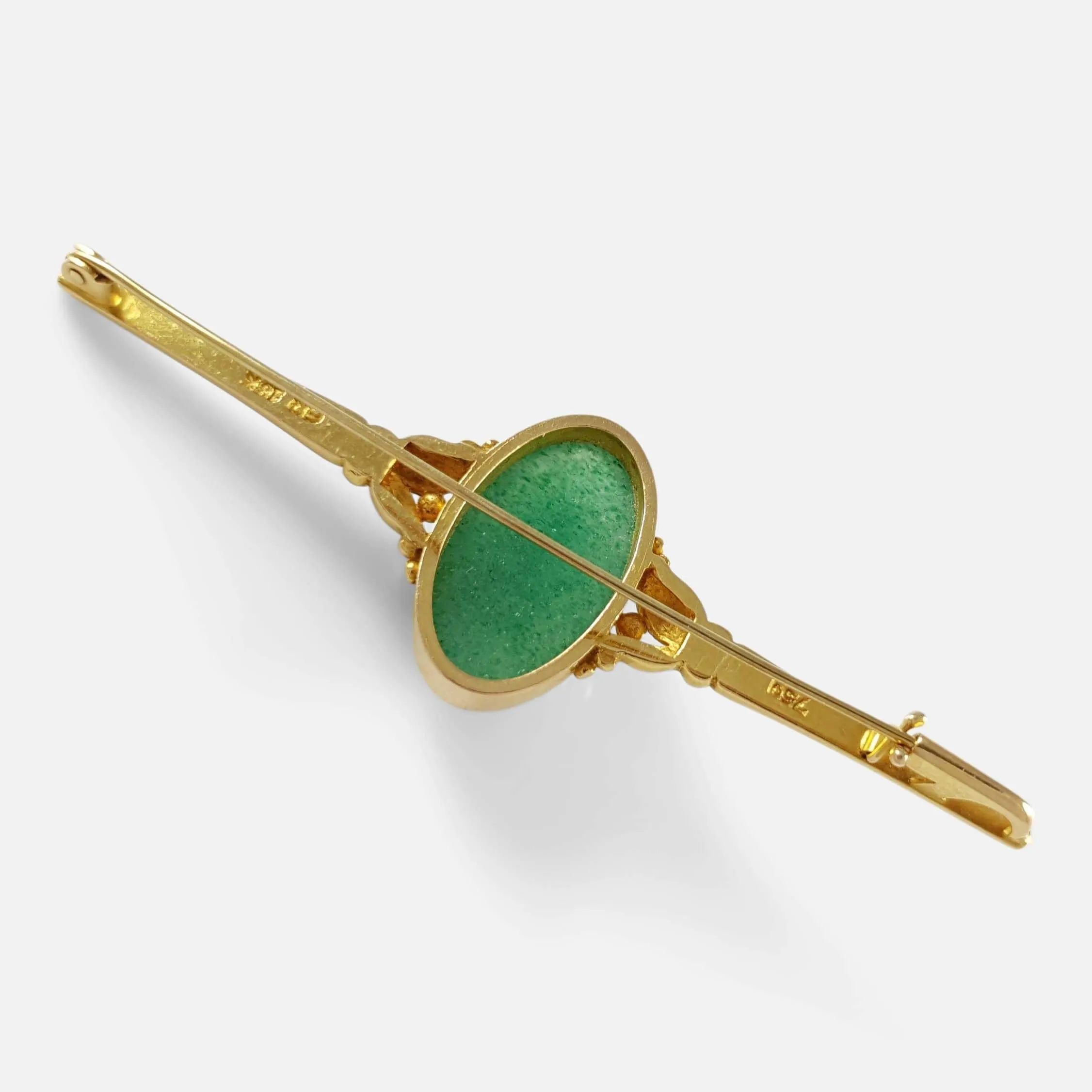 18ct Gold Aventurine Brooch - Evald Nielsen - c1920s