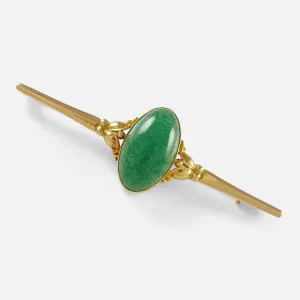 18ct Gold Aventurine Brooch - Evald Nielsen - c1920s