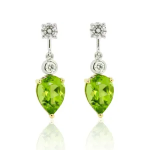 18ct Gold Peridot & Diamond Earrings