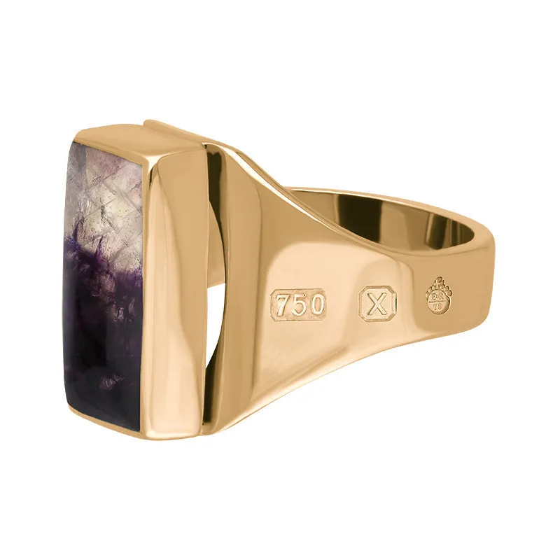 18ct Rose Gold Blue John Queen's Jubilee Hallmark Small Oblong Ring