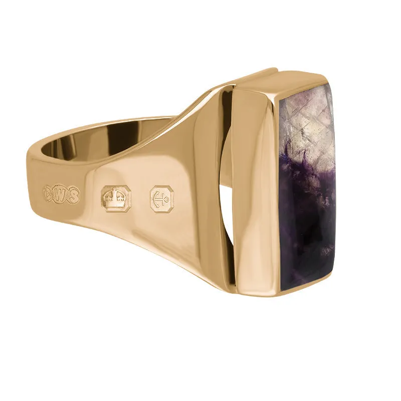 18ct Rose Gold Blue John Queen's Jubilee Hallmark Small Oblong Ring
