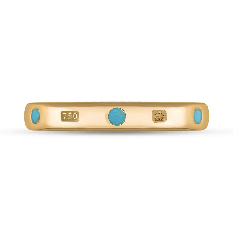 18ct Rose Gold Turquoise Queen's Jubilee Hallmark 6mm Ring