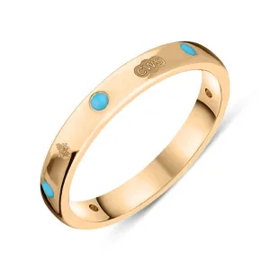 18ct Rose Gold Turquoise Queen's Jubilee Hallmark 6mm Ring